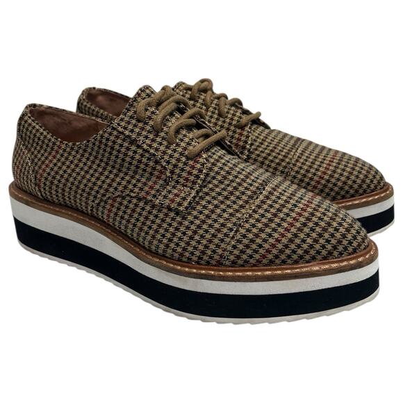 Halogen X Atlantic Pacific Womens 6.5 Brown Oxford Platform Gabriela Plaid - Picture 4 of 11